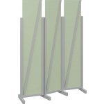 Atmosfere LINE 219 dřevěný 3-dílný paraván mobilní výška 1900 mm rám šedá výplň šedo-zelinkavá – Sleviste.cz