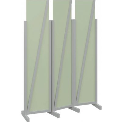 Atmosfere LINE 219 dřevěný 3-dílný paraván mobilní výška 1900 mm rám šedá výplň šedo-zelinkavá – Sleviste.cz