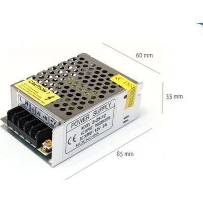 BERGE Napájecí zdroj pro LED pásky 2A 24W 12V DC plech 50014