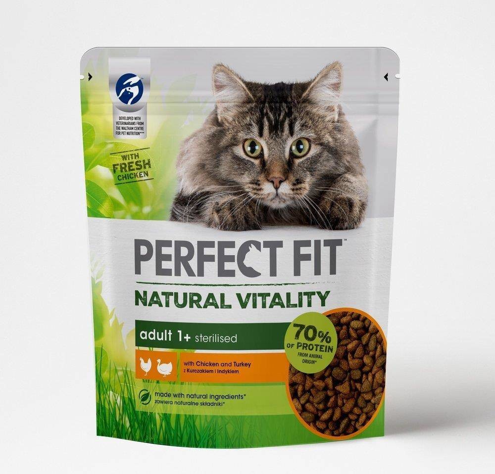 Perfect Fit Natural Vitality Adult 1+ krmivo pro kočky s kuřecím a krůtím masem 650 g