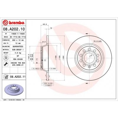 Brzdový kotouč BREMBO 08.A202.11 | Zboží Auto