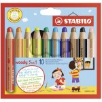 STABILO Barevná pastelka "Woody" 3v1 pastelka vodovka voskovka 10ks Pouzdro – Hledejceny.cz