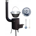 Kessel kotlík na guláš nerez 30 l 1,5 mm žáruvzdorná kotlina zesílený rošt 4 mm Plus 600 °C 45 cm poklice nerez 48 cm INOX naběračka a vařečka 50 cm SUPER PARTY – Sleviste.cz