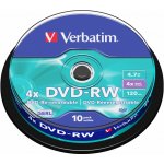 Verbatim DVD-RW 4,7GB 4x, spindle, 10ks (43552) – Hledejceny.cz