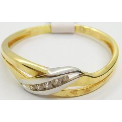 Klenoty Budín Mohutný zlatý prsten z bílého a žlutého zlata se zirkony H522