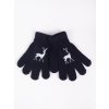 Dětské rukavice YO RED0237G rukavice prstové černé s reflexním obrázkem jelen