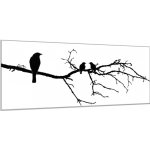 Obraz skleněný silueta ptáků na větvi - 30 x 40 cm – Sleviste.cz