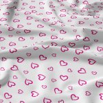 Dekorační bavlněná látka, metráž, Srdíčka Růžová na Bílém – Sleviste.cz