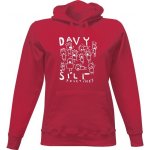 Dámská mikina s kapucí potiskem Davy šílí dámské Červená – Zboží Dáma