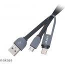 Akasa AK-CBUB35-10BK USB na USB-C a micro USB, 1m, černý