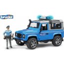 Autíčka Bruder 2597 Policejní Land Rover Defender + policista a maják