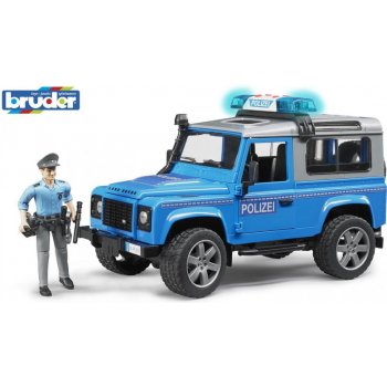 Bruder 2597 Policejní Land Rover Defender + policista a maják