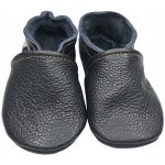 Ebooba Kožené capáčky s koženou podrážkou černé – Zboží Dáma