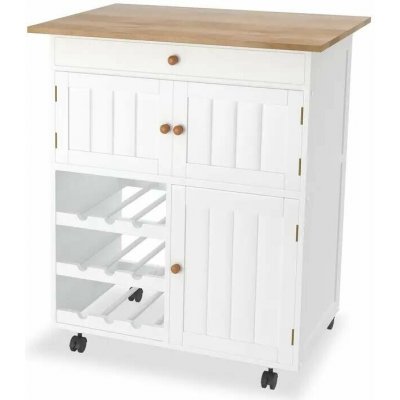 Servírovací stolek kolečka dřevo bílá/buk NoBi DUBAJ – Zboží Dáma