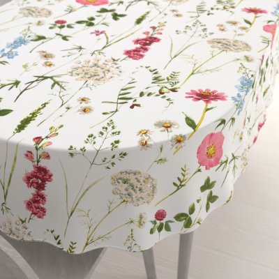 Biante Bavlněný oválný ubrus Sandra SA-667 Velké luční kvítí na bílém 120x180 cm – Zboží Mobilmania