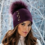 Krumlova Dámská zimní čepice s bambulí Woolmark fialová W-0902/2040 – Hledejceny.cz