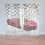 Sablio Záclony Ferrari Závodní vlajka: 2ks 150x250cm – Hledejceny.cz