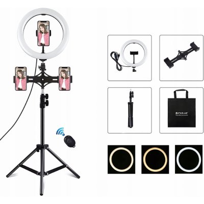 Puluz Selfie Ring kruhové LED světlo 10.2'' + vysoký statív, černé PKT3070B – Zboží Živě