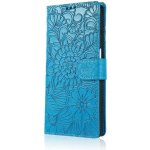 Pouzdro Embossing Pattern Slunečnice Samsung Galaxy A12 / M12 modré – Sleviste.cz
