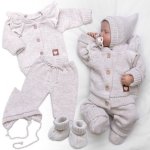 Baby Nellys Rostoucí pletená sada 4D Girl s volánkem Love, béžový melírek – Sleviste.cz