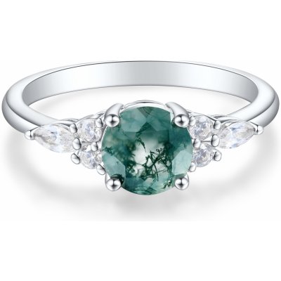 Olivie Stříbrný prsten Mechový Achát 8902 – Zboží Dáma