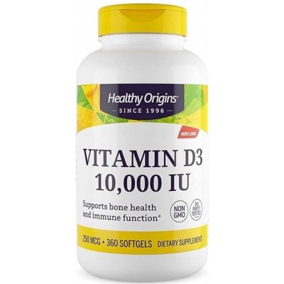 Healthy Origins Vitamin D3 10 000 IU 360 měkkých kapslí – Hledejceny.cz