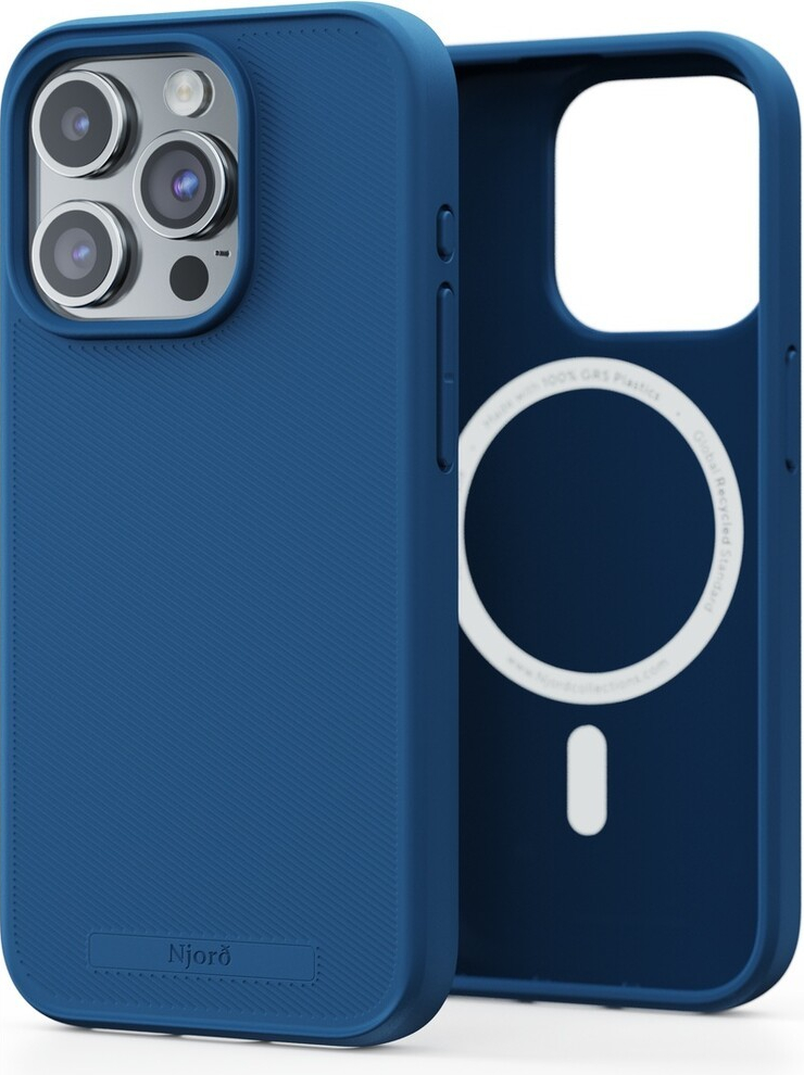 Pouzdro NJORD 100% GRMagSafe iPhone 15 Pro modré