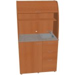 OFFICE PRO HOBIS kuchyň s dřezem, baterií a lednicí, pravá - KU 3 3 P, třešeň – Zboží Dáma