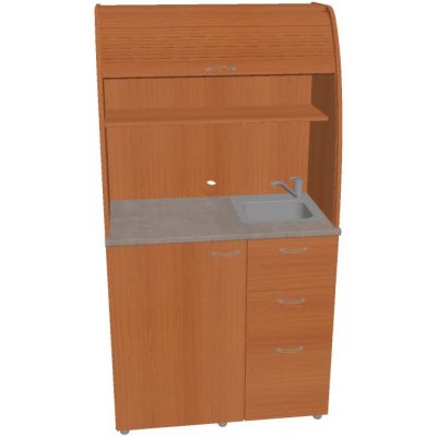 OFFICE PRO HOBIS kuchyň s dřezem, baterií a lednicí, pravá - KU 3 3 P, třešeň – Zboží Dáma