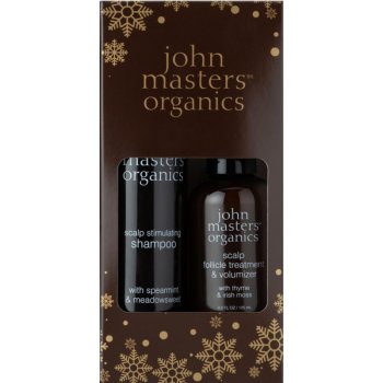 John Masters Organics Scalp Duo Spearmint & Meadowsweet detoxikační šampon pro obnovu zdravé vlasové pokožky 236 ml + Thyme & Irish Moss sprej pro růst vlasů a posílení od kořínků 125 ml dárková sada