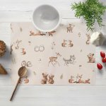 Biante Dětské bavlněné prostírání Sandra SA-758 Hnědá lesní zvířátka na pudrově béžovém 30x40 cm – Zboží Dáma