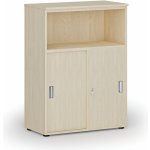 Primo Kombinovaná kancelářská skříň se zásuvnými dveřmi WOOD, 1087 x 800 x 420 mm, bříza – Zbozi.Blesk.cz