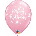 Qualatex Balónek QL 11 s potiskem Happy Birthday Ballerina Slippers pastelově růžová