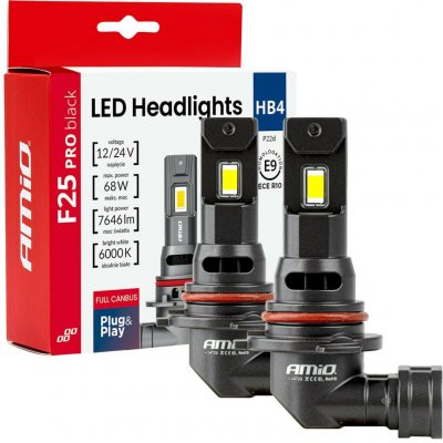LED žárovky hlavního svícení Série F25 PRO BLACK FULL CANBUS HB4 68W 12V 24V AMIO-04723 – Hledejceny.cz