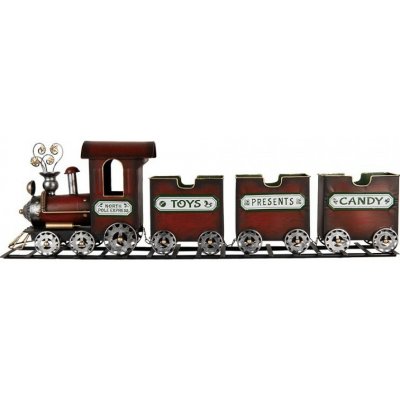 Clayre & Eef Červená kovová dekorace vláček na kolejích Christmas Train - 95*19*28 cm – Hledejceny.cz