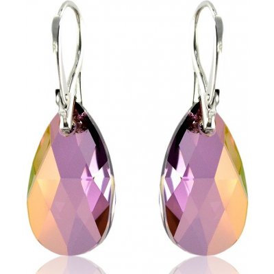 Swarovski Elements Pear krystal stříbrné visací fialové slzičky kapky 31242.3 Lilac Shadow fialová vínová bordó růžovo zlatá duhová