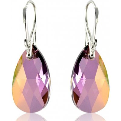 Swarovski Elements Pear krystal stříbrné visací fialové slzičky kapky 31242.3 Lilac Shadow fialová vínová bordó růžovo zlatá duhová – Sleviste.cz