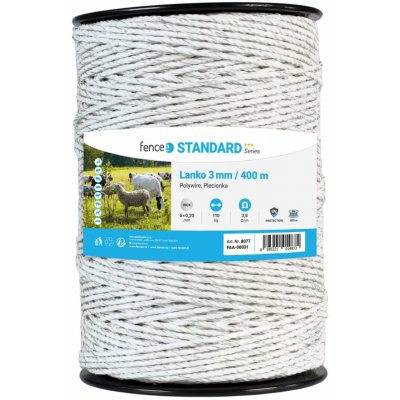 Lanko pro elektrický ohradník, průměr 3 mm, bílé, délka 400 m