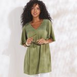 Dlouhá tunika s macramé a výstřihem do V khaki – Sleviste.cz