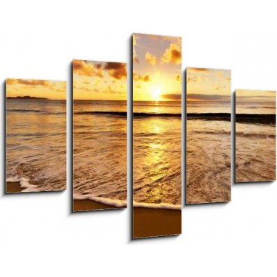 Obraz 5D pětidílný - 150 x 100 cm - beautiful sunset on the beach krásný západ slunce na pláži – Zboží Mobilmania