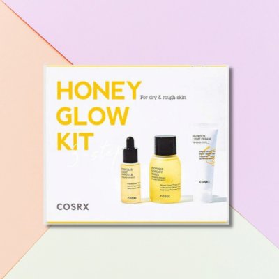 Cosrx Honey Glow Trial Kit zklidňující sada s propolisem zklidňující tonikum 30 ml + protizánětlivá ampule 10 ml + lehký krém 15 ml dárková sada