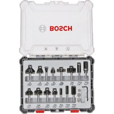 BOSCH Sada frézovacích bitu, 15 ks, smíšené, 8 mm drík - 2607017472 2607017472 – Zbozi.Blesk.cz