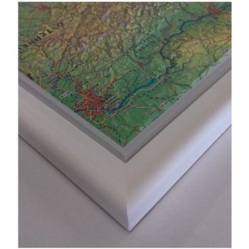 Georelief Tyrolsko - plastická mapa 80 x 60 cm Varianta: mapa v dřevěném rámu, Provedení: Pinos bílý