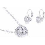 Ellami 305 Set řetízek a visací náušnice, srdce osázené čirým zirkonem – Hledejceny.cz