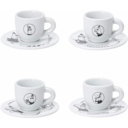 Bialetti Moka Carosello bílé porcelánové šálky na espresso s podšálky 4 x 50 ml