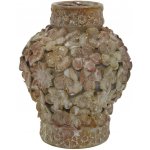 Růžová kameninová váza s květinovou dekorací – Ø 15,5*19 cm - Chic Antique – Hledejceny.cz