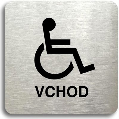 Accept Piktogram "vchod pro invalidy" (80 × 80 mm) (stříbrná tabulka - černý tisk bez rámečku)