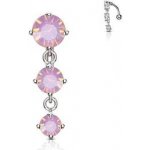 Šperky4U Obrácený piercing do pupíku s růžovými opality WP0008-PK – Zboží Mobilmania