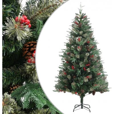 zahrada-XL Vánoční stromek se šiškami zelený 195 cm PVC a PE