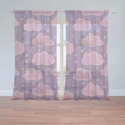 Záclony Růžové obláčky: 2 ks - 150x250 cm - Sablio – Hledejceny.cz